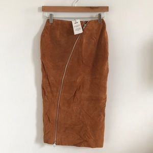 ASOS brown suede pencil skirt